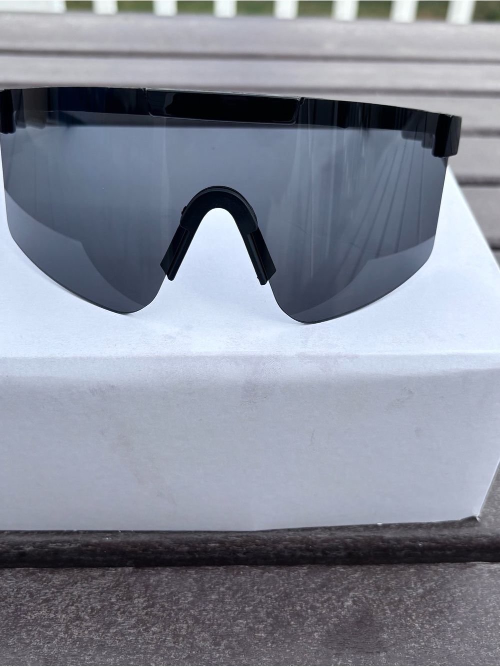 Black Shield Sports Sunglasses - Lightweight Wraparound Visor